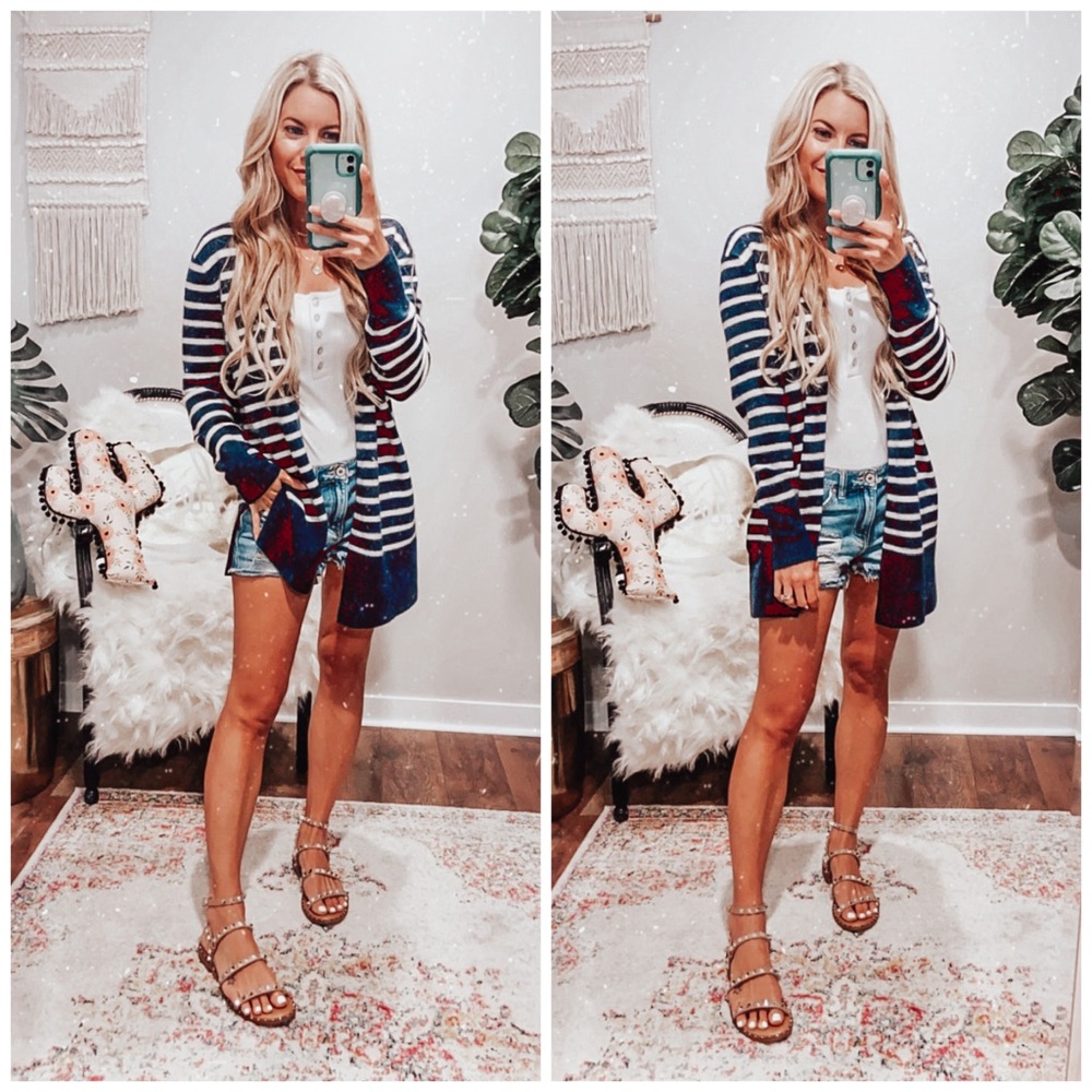 Soft & Comfy MADEWELL Striped Cardigan - navy